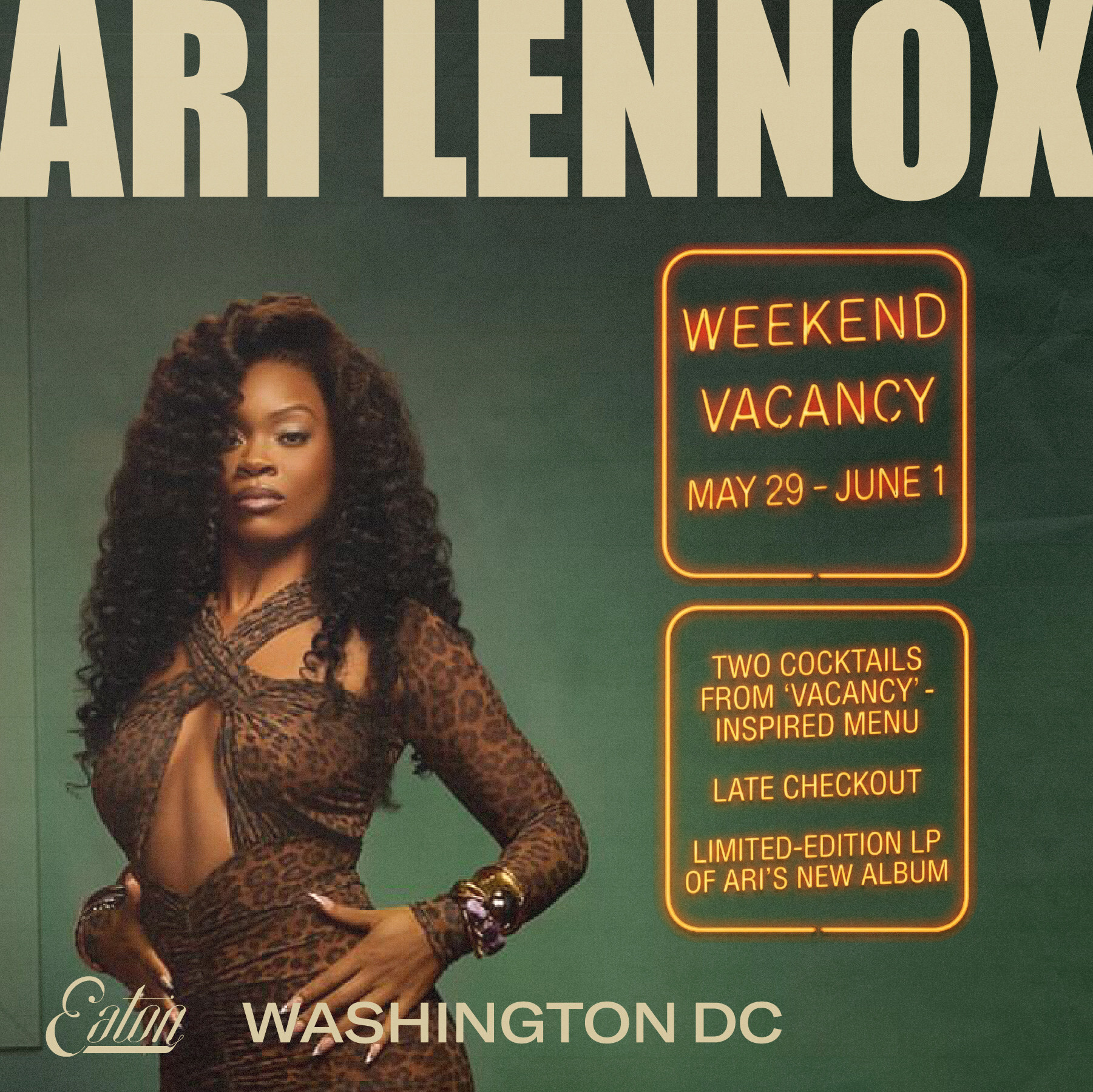 Eaton DC Partners with Grammy‑Nominated Artist Ari Lennox to Launch "Weekend Vacancy" -- A Limited‑Time Hotel Stay Experience During Her DMV Tour Dates eaton dc ari package ig square post 1