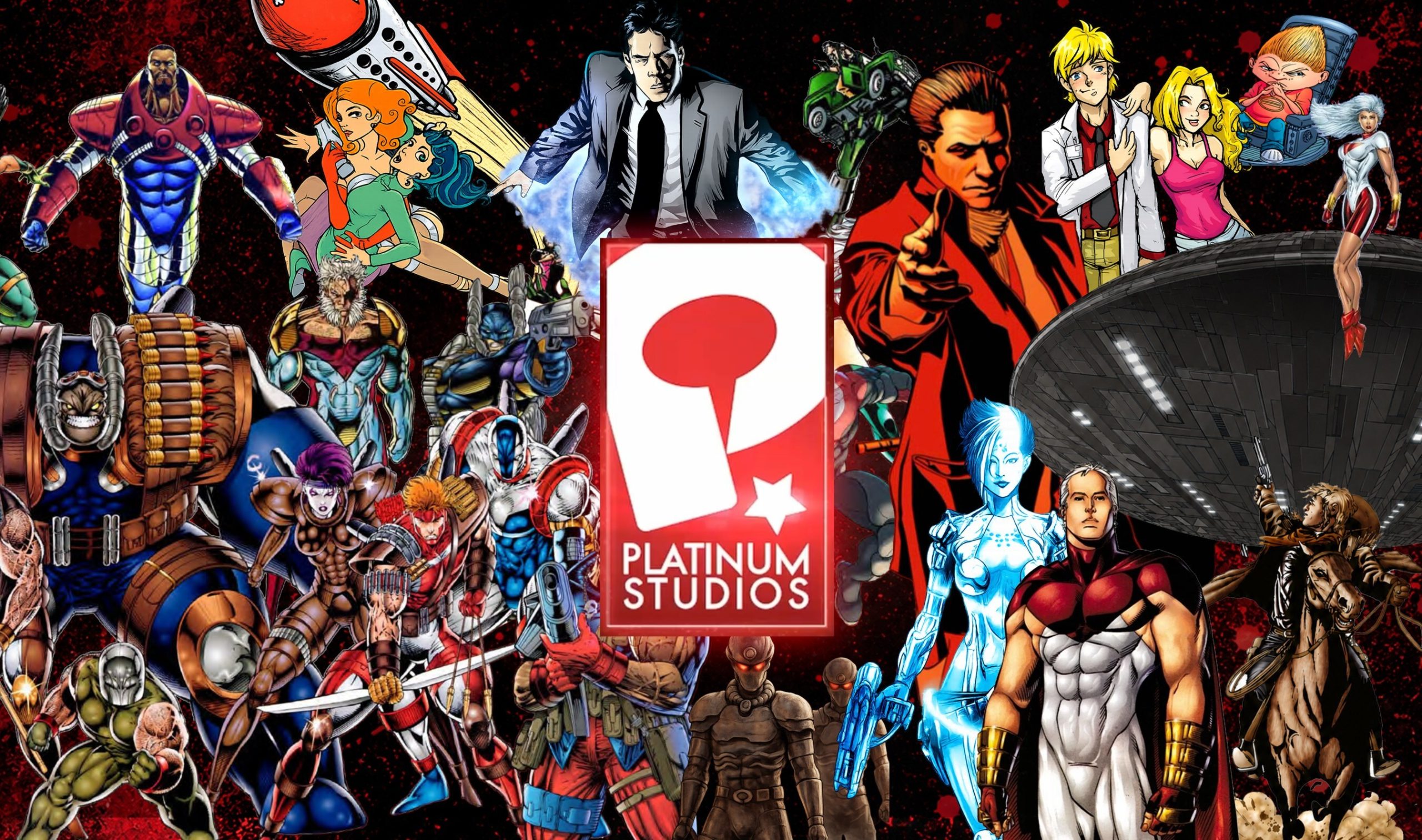 HOLLYWOOD VENTURES GROUP AND THIRTEENTH STUDIOS SECURE EXCLUSIVE PARTNERSHIP TO IGNITE THE LEGENDARY PLATINUM UNIVERSE, A 1,300-CHARACTER MULTIVERSE OF COMIC SUPERHERO AND GENRE IP platinum studios logo characters