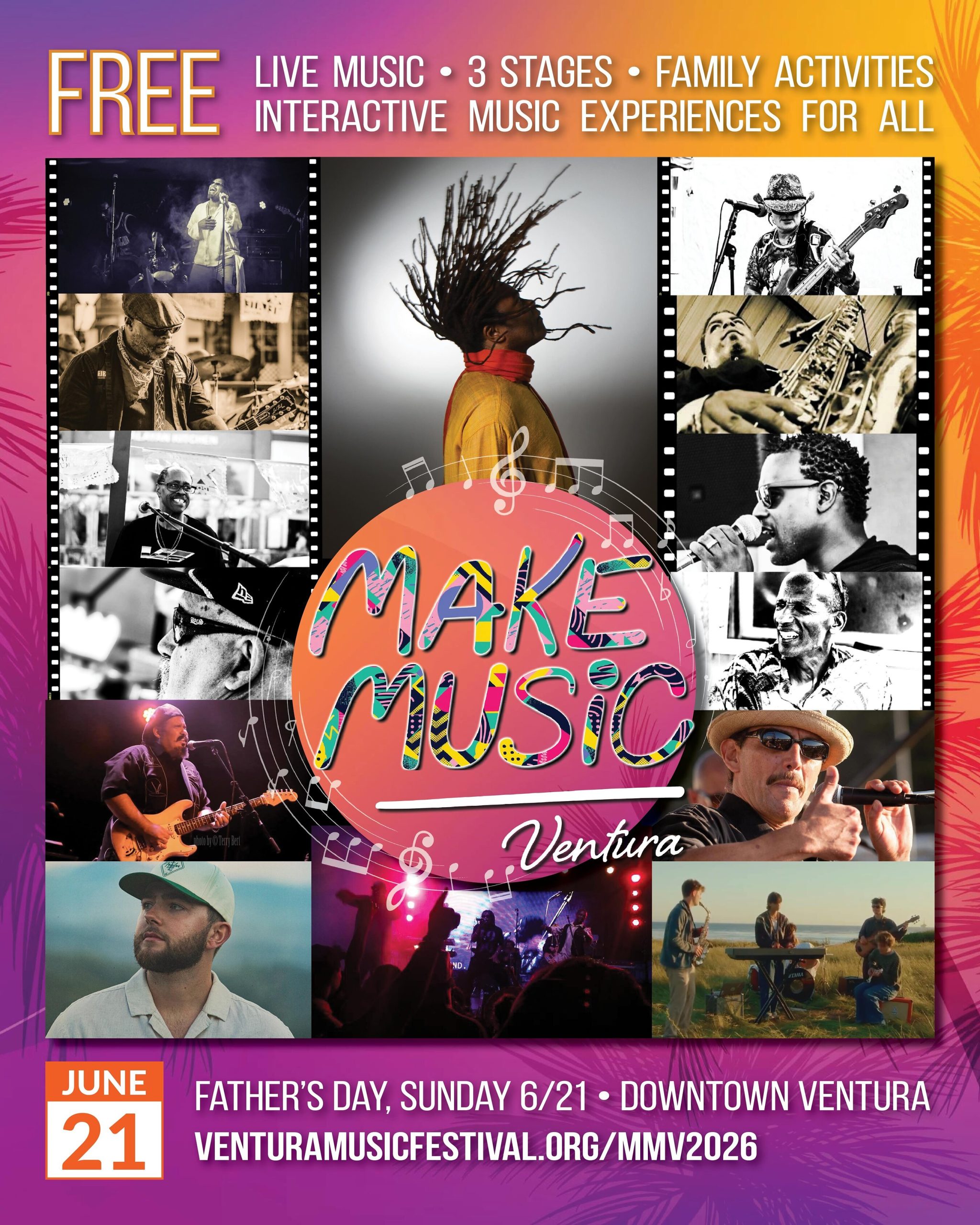 Make Music Ventura: A FREE day of live music, community celebration, and hands-on fun for all ages ventura music festival join us sunday june 21st for free music