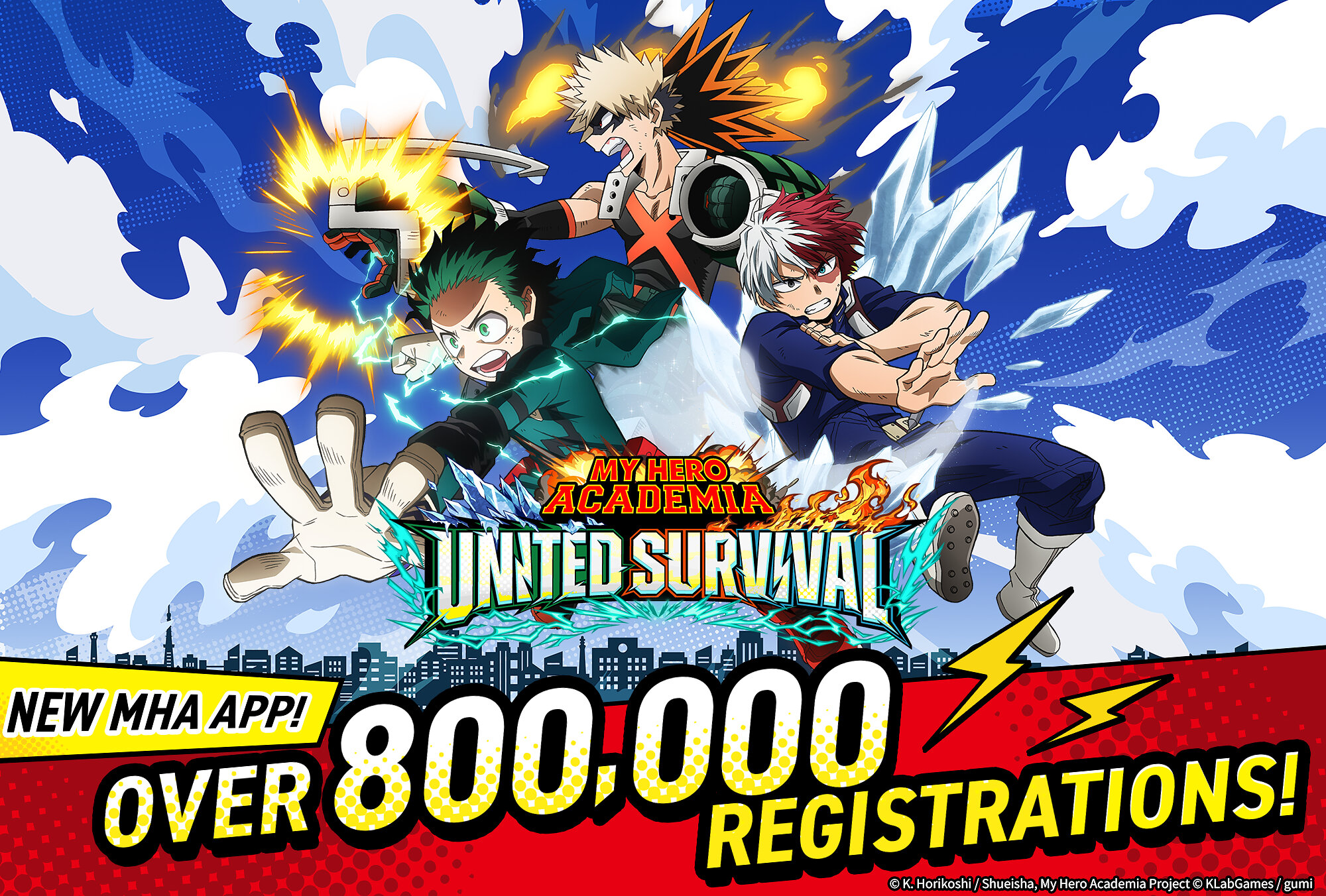New "My Hero Academia" Anime Game App "My Hero Academia UNITED SURVIVAL" Surpasses 800,000 Pre-Registrations! Additional Rewards Confirmed--Launching August 6! global pre registrations have surpassed 800000