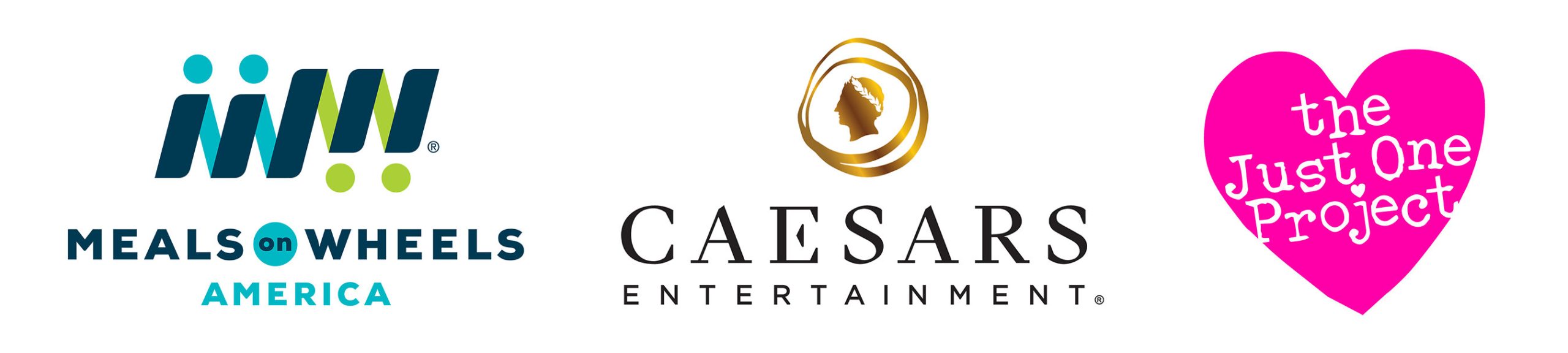 Meals on Wheels America, Caesars Entertainment and The Just One Project Partner in Local Hunger Relief Initiative logo lockups food alliance