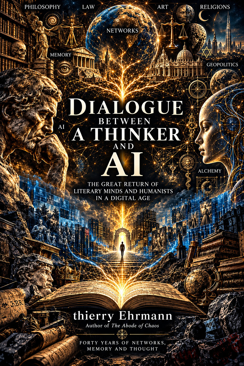 Noticia de Artprice: una obra literaria universal se convierte en espejo para la inteligencia artificial dialogue between a thinker and ai cover en